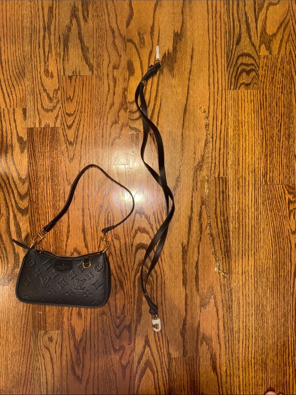 Louis Vuitton Black Monogram Embossed Shoulder Bag with Gold Hardware